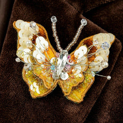 Luxury Hand Embroidered Butterfly Brooch