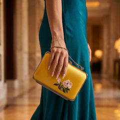 Luxury Hand Embroidered Silk Clutch Bag — Floral