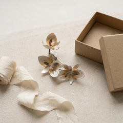 Ronghua Silk Orchid Brooch — Ivory & Plum-Brown