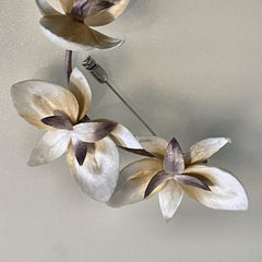 Ronghua Silk Orchid Brooch — Ivory & Plum-Brown
