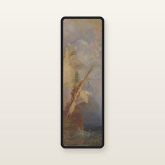 The Odyssey bookmark Escape at Dawn: translucent silk organza bookmark, 11.5 x 3.5 cm, black silk-wrapped frame, printed with Turner, Ulysses Deriding Polyphemus, 1829