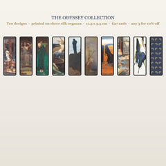 The Odyssey Collection: ten printed organza bookmark designs, 11.5 x 3.5 cm, £27 each, any three 10% off