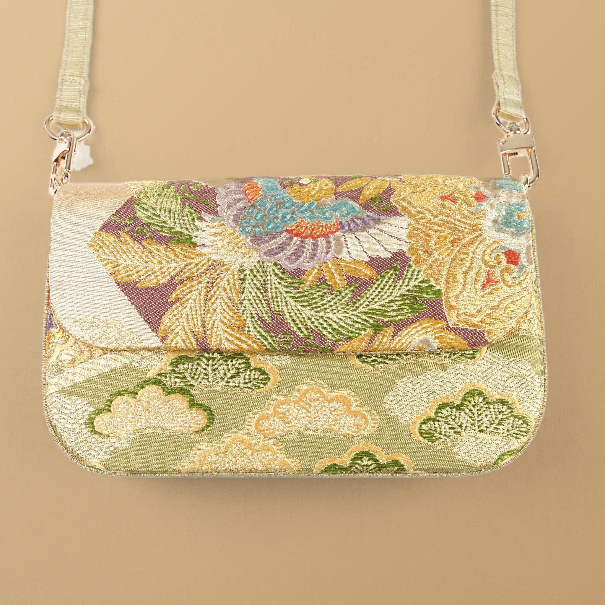 Nishijin-ori Crossbody Handbag - Gold