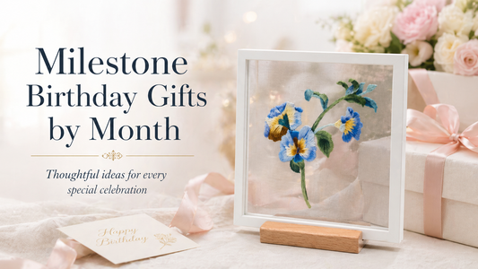 Milestone Birthday Gifts by Month: Silk Embroidery & Birth Flower Ideas for Him and Her (30th, 50th, 60th & Beyond)