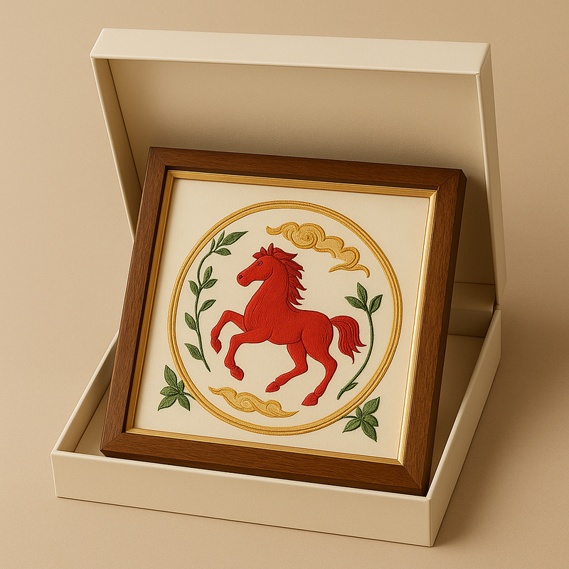 Framed Embroidery Art Panel 30×30 - Zodiac / Seasons / Dunhuang