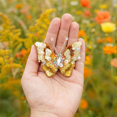 Luxury Hand Embroidered Butterfly Brooch