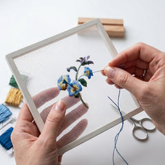 Silk Embroidery Kit with a unique frame — Pansy (Long & Short Stitch) -Both Sides Idential