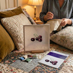 Silk Embroidery Kit with a unique frame — Cherry (Long & Short Stitch) -Both Sides Identical