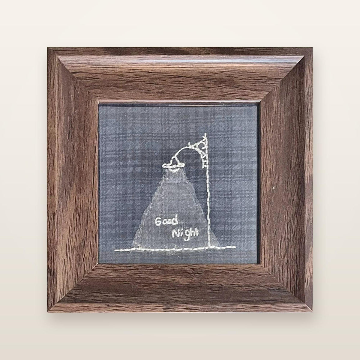 Illuminated Hand-Embroidered Frame — ‘Good Night’ Bedside Light