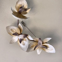 Ronghua Silk Orchid Brooch — Ivory & Plum-Brown
