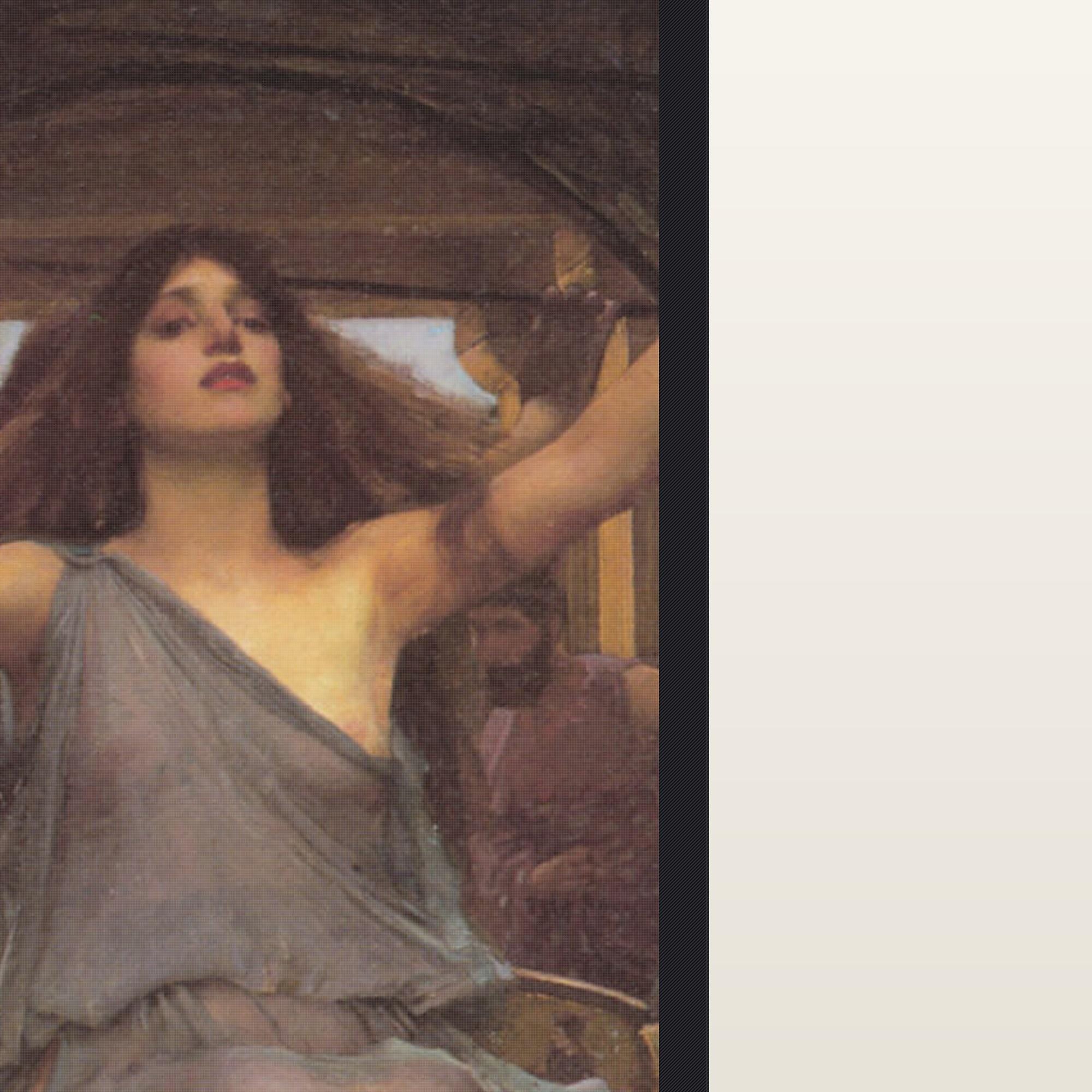 Close-up of the print on sheer organza and the silk-wrapped cord frame, Circe's Cup