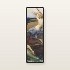 The Odyssey bookmark The Siren Climbs Aboard: translucent silk organza bookmark, 11.5 x 3.5 cm, black silk-wrapped frame, printed with Draper, Ulysses and the Sirens, 1909