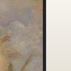 Close-up of the print on sheer organza and the silk-wrapped cord frame, Escape at Dawn